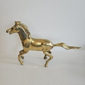 Brass Racing Horse Sculpture Figurine Equestrian Decor
